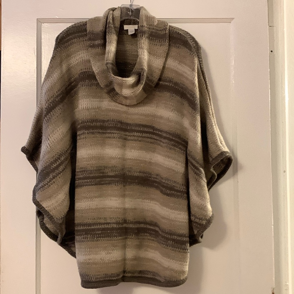 Chico’s gray and cream poncho sweater